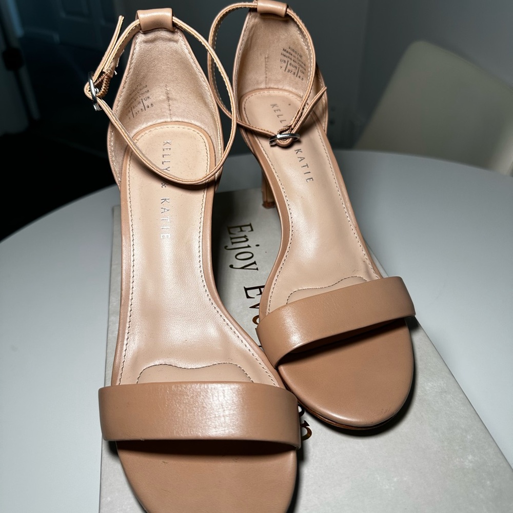 Kelly & Katie Beige Heeled Sandals Neutral Dressy Block Heels | Chic & Versatile
